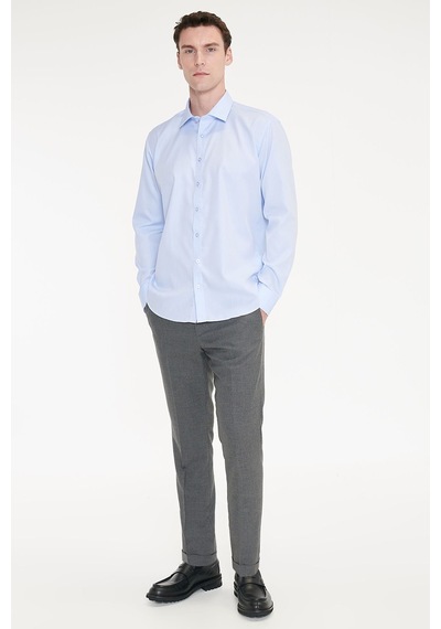 Ac&co Erkek Acık Mavı Non-ıron Ütü Gerektirmeyen %100 Pamuk Slim Fit Dar Kesim Klasik Yaka Gömlek