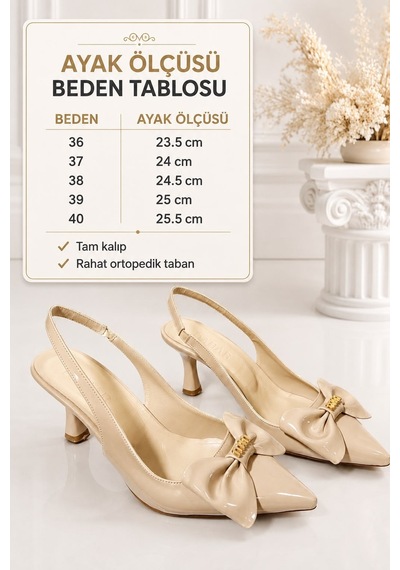 Dabab Shoes Kamıla Kadın Bej Fiyonk Detaylı Rugan Sivri Burun Slingback 7 Cm İnce Topuklu Ayakkabı Dabab Shoes Kamıla Kadın Bej Fiyonk Detaylı Rugan Sivri Burun Slingback 7 Cm İnce Topuklu Ayakkabı