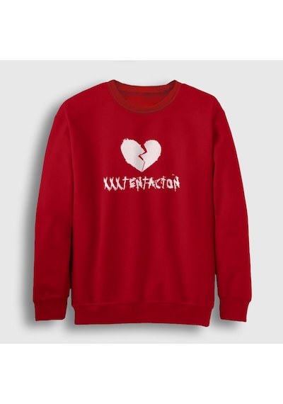 Presmono Unisex Broken Heart Xxxtentacion Sweatshirt Kırmızı