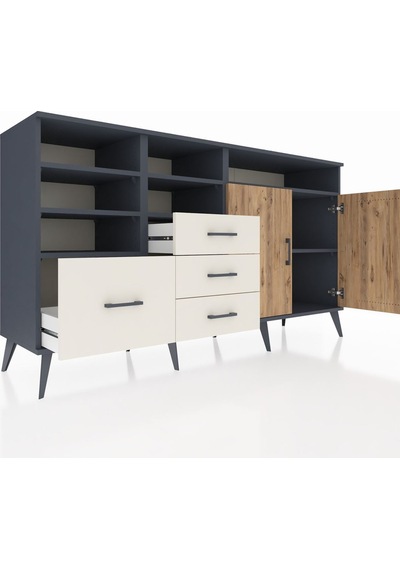 Kronos Konsol 7 Raflı 4 Çekmeceli 2 Kapaklı 176x59x99 Antrasit-ça Antrasit-çam/aytaşı Kronos Konsol 7 Raflı 4 Çekmeceli 2 Kapaklı 176x59x99 Antrasit-ça Antrasit-çam/aytaşı