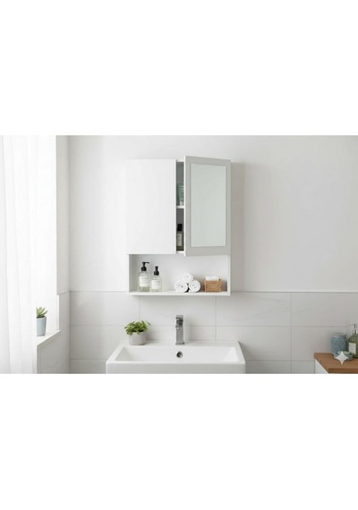 İki Kapaklı Aynalı Banyo Dolabı Beyaz