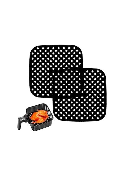 Buffer Renkli Isıya Dayanıklı Yıkanılabilir Silikon Fırın Ve Airfryer Kare Model Pişirme Matı 21,5 Cm Kırm