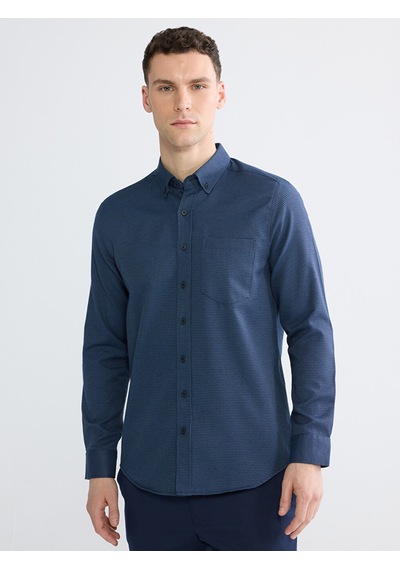 Lcwaıkıkı Classic Lacivert Regular Fit Desenli Erkek Gömlek
