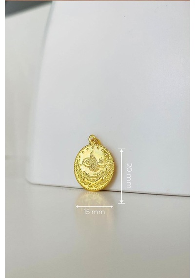 14 Ayar Altın Baskı Tuğra Kolye Ucu 1,8 Cm Sarı Altın