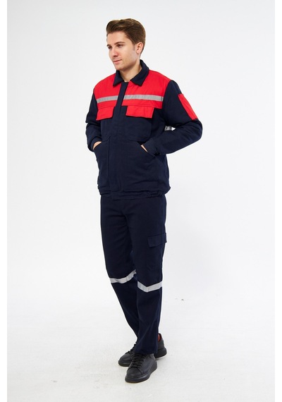 İş Takımı Mont+pantolon Reflektörlü %100 Pamuk Lacivert
