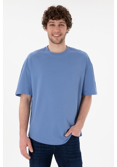U.S. Polo Assn. Erkek Long Fit Bisiklet Yaka Koyu Mavi Basic Tişört 50305988-VR032