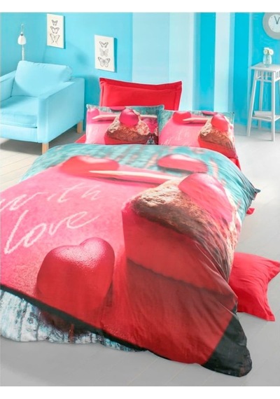 Komfort Home 3D Çift Kişilik Pamuk Saten Nevresim Takımı (Candy) Çok Renkli