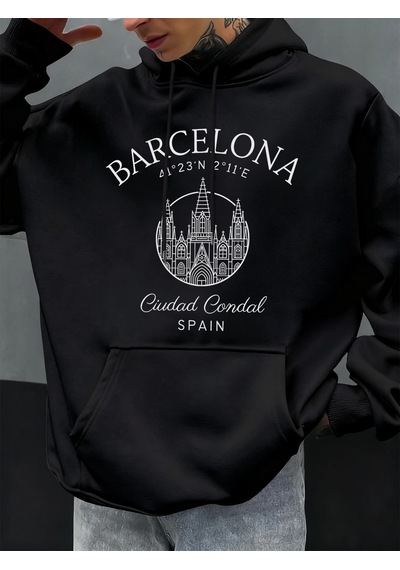 Startmore Tarzsokak Barcelona Cdesign Erkek Hoody Büyük Boy Polar Kapüşonlular Sonbahar Tüm Maç Giyim Çok Renkli Siyah