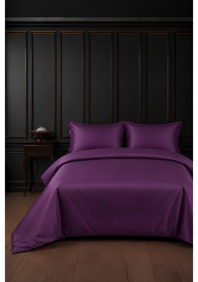 %100 Pamuk Leylak Saten 83 Tel-125 Gsm Çift Kişilik Nevresim Takımı