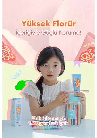 Renkli, Meyve Aromalı, Çürüklere Karşı Etkili Çocuk Diş Macunu Seti Kundal Chicka Smile Kids Toothpaste Set