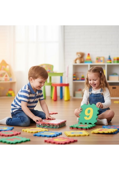 Çok Amaçlı Rakamlı Soft Yer Matı Ve Karosu - 9 Parça- 24'li Paket Diğer