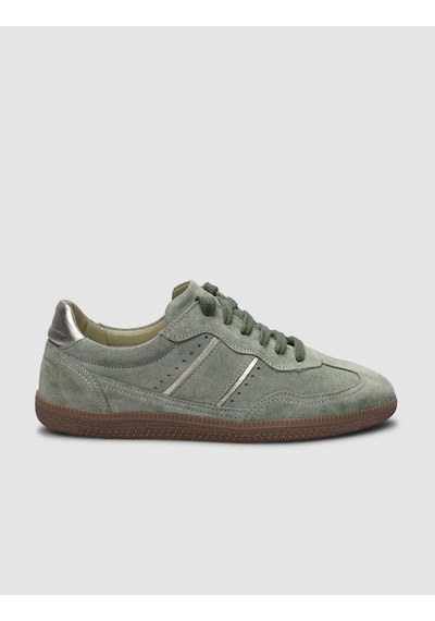 %100 Hakiki Deri Yeşil Süet Bağcıklı Kadın Sneaker-yesıl Yeşil