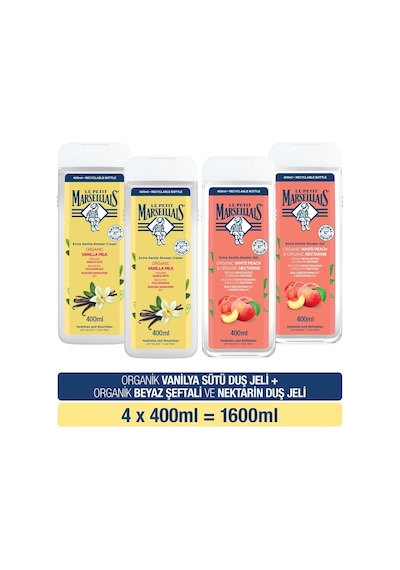 Le Petit Marseillais Organik Vanilya Sütü Duş Jeli 400 Ml X2 + Beyaz Şeftali Ve Nektarin Duş Jeli 400 Ml X2 Diğer
