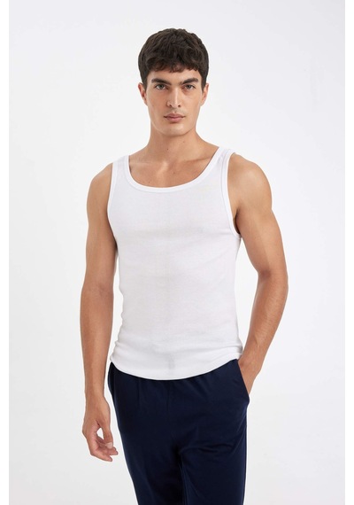 Defacto Slim Fit Dar Kesim Ribana 2li Atlet Y9056az26spwt34 Beyaz-wt34