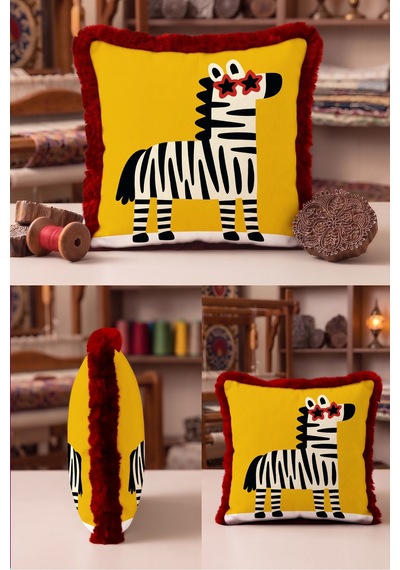 Safari Zebra Figürlü Saçaklı Yastık Kılıfı - Pop Art Hayvan Temalı Bordo Püsküllü Kırlent Kılıfı Derin Düş Serenat Safari Zebra Figürlü Saçaklı Yastık Kılıfı - Pop Art Hayvan Temalı Bordo Püsküllü Kırlent Kılıfı Derin Düş Serenat