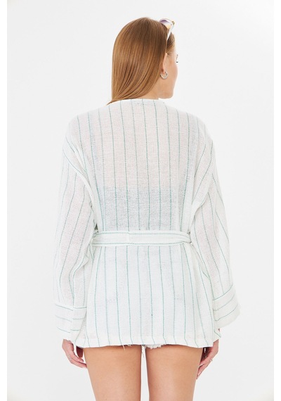 Armonika Kadın Açık Yeşil Kemerli Kimono Arm-25y001073