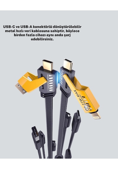 Çok Fonksiyonlu Şarj Kablosu 4'ü 1 Arada Hızlı Şarj Veri 0