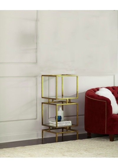 Olope Gold Metal 2 Raflı Kitaplık Çiçeklik Gümüşlük Duvar Rafı