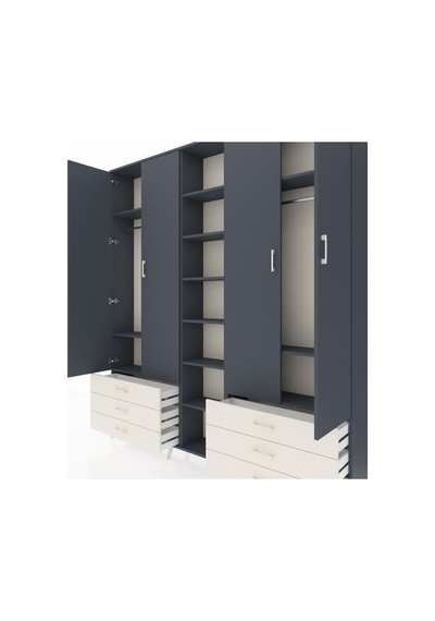 Arges Dolap 13 Raflı 6 Çekmeceli 2 Askılı 220x30x243 Antrasit-antrasit/aytaşı Antrasıt/aytası Arges Dolap 13 Raflı 6 Çekmeceli 2 Askılı 220x30x243 Antrasit-antrasit/aytaşı Antrasıt/aytası