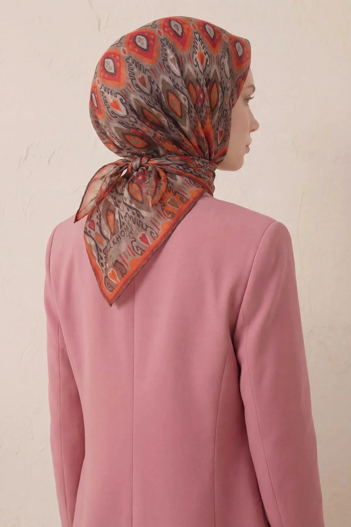 Silk Home Pamuk Karışımlı Soft Eşarp Baklava Desen Vizon 90x90