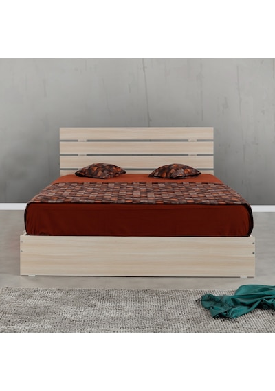 Pasifichome Huga Çift Kişilik Ahşap Karyola Meşe 150 Cm / Başlıklı Karyola