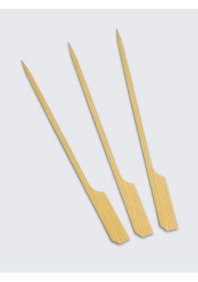 Ahşap Yassı Tutamaklı Saplı Çöp Şiş - Boy : 12 Cm. - 100 Adetlik 1 Paket