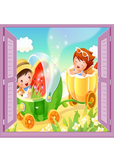 Çocuk Odası Bebek Odası Pencere Poster Duvar Kağıdı Bebek Arabası