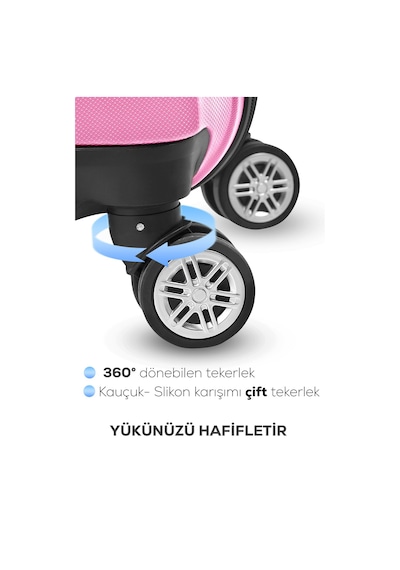 Polo&Sky Spring Model Pembe Renk Büyük Boy Valiz Bavul Pembe