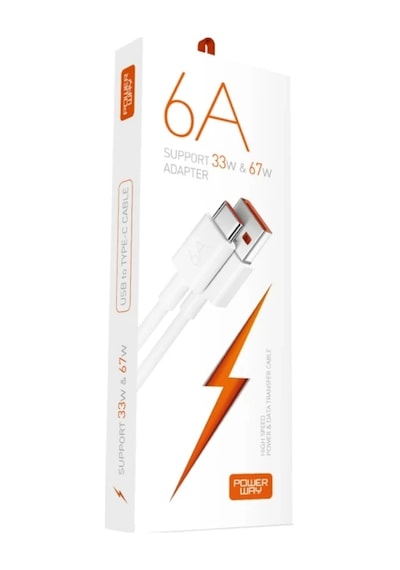 Powerway Usb / Type-c Şarj Kablosu 6a 1mt 67w & 120w