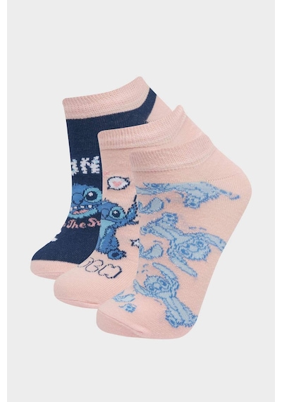 Defacto Kız Çocuk Disney Lilo & Stitch 3lü Pamuklu Patik Çorap F1331a8nskr1 ÇoK Renkli