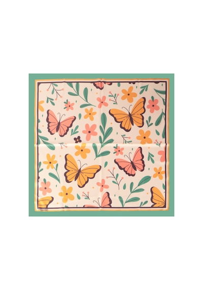 Inno 60x60 Cm Premium Saten Desenli Dikişli Fular Gümüş