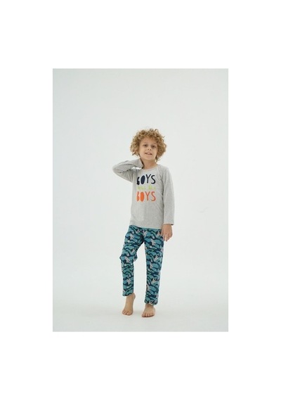 Zeyzey 8889 Erkek Ç. Baskılı Pijama Takım Grı/3-4yas Gri