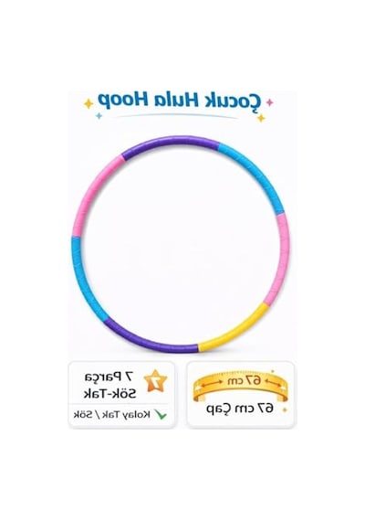 65 Cm Uzunluğunda Renkli Geçmeli Hulahop - 7 Parça Set