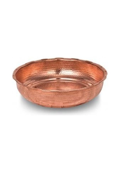 Turna Bakır Kurnacı Hamam Tası 16 CM Makine İşleme Kırmızı Turna Gümüş