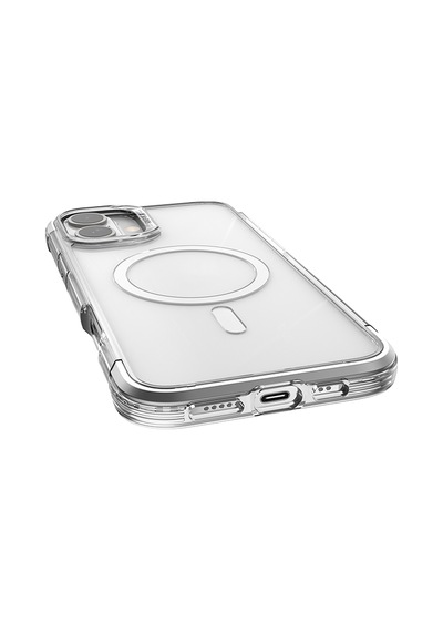 Apple Uyumlu iPhone 16 Kılıf Magsafe Raptic Air Serisi Airbag Tasarımlı Metal Köşelikli Şeffaf Kapak Gümüş Gümüş