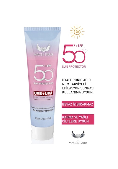 Macle Paris Çok Yönlü Yüksek Koruyucu Güneş Kremi SPF50+ 100 ML Macle Paris Çok Yönlü Yüksek Koruyucu Güneş Kremi SPF50+ 100 ML
