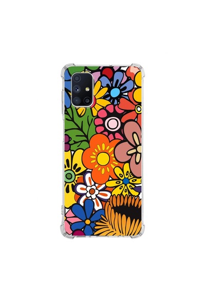 Samsung Galaxy M51 Uyumlu Retro Color 2 Baskılı Şeffaf Köşe Korumalı Antişok Kılıf