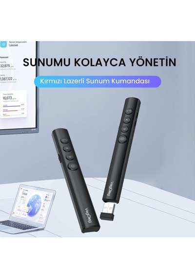 Lp003 Kırmızı Lazer Presenter Kablosuz Sunum Kumandası