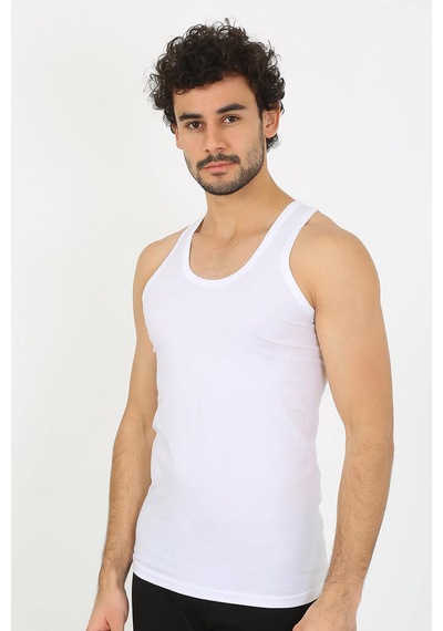 2k Moda Çizgi Erkek Beyaz Ribana Atlet 6502 001