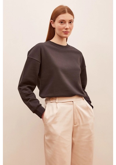 H1 Style Bisiklet Yaka Oversize Sweatshirt Antirasit