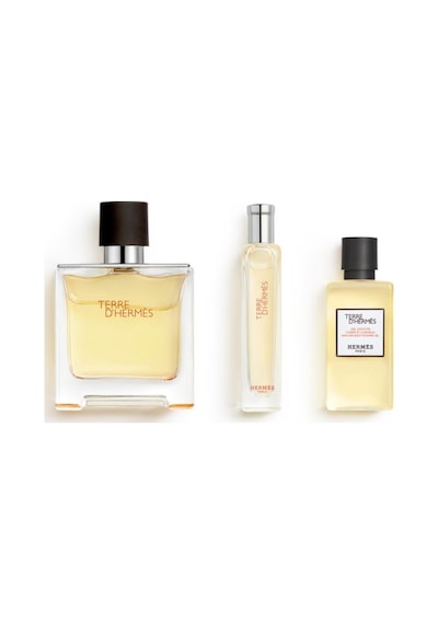 Hermes Terre D'hermes Parfum 75 Ml + 15 Ml + 40 Ml Shower Gel Erkek Parfüm Seti Odunsu