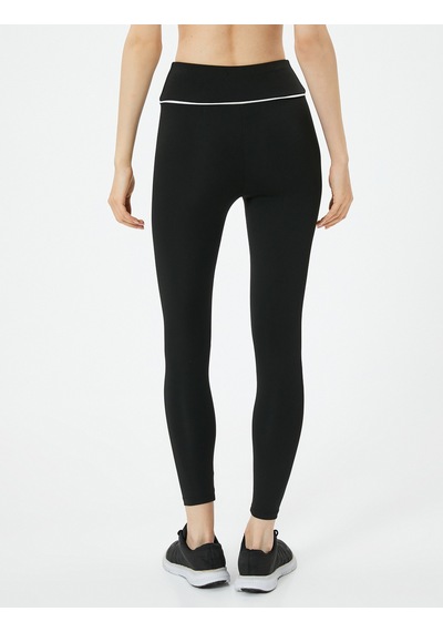 Koton Spor Tayt Yüksek Bel Çizgi Detaylı Slim Fit Siyah 4sak40336nk