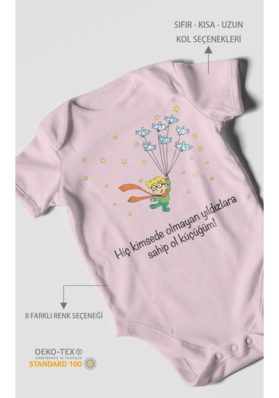 Morivokids Kimsede Olmayan Yıldızlara Sahip Ol Küçüğüm Kısa Kollu Bebek Body %100 Pamuk Bebe Pembe