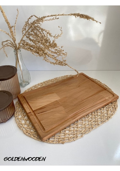 Doğal Ahşap Sunum Tabağı Iç Bükey Ahşap Sunumluk Kayın/gürgen Boy:38cm En:25cm