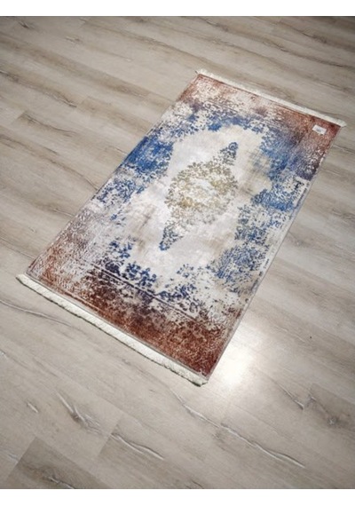 Yamalıhome Bambu Halı D325 Mavi Hardal 80X140 Cm Pratik Halı