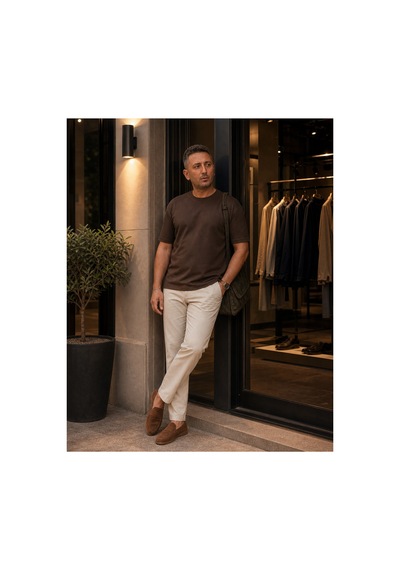 Modi Green Premium Oysho Regular Oversize Unisex Sıfır Yaka Kısa Kollu Tişört - Kahverengi