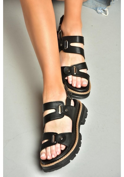 Fox Shoes S996075509 Siyah Kadın Sandalet Siyah
