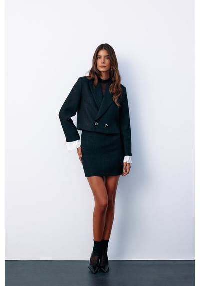 Sateen Manşet Detaylı Tüvit Ceket - Siyah-135143 Siyah