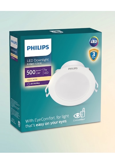 Philips Eridani 7w Kesim Yeri 100mm Dış Çapı 115mm Yükseklik 35mm Eyes Comfort 3000K Sarı Işık