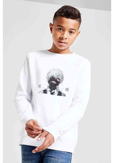 Tshirthane Anime Tokyo Ghoul Anteiku Baskılı Unisex Çocuk Beyaz Sweatshirt (534755003) Beyaz